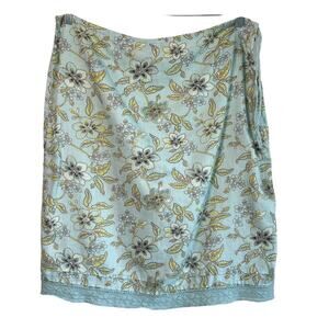 Vintage Y2K The Limited Floral Linen Skirt Lace Hem Sz L Cottage Fairy Coquette